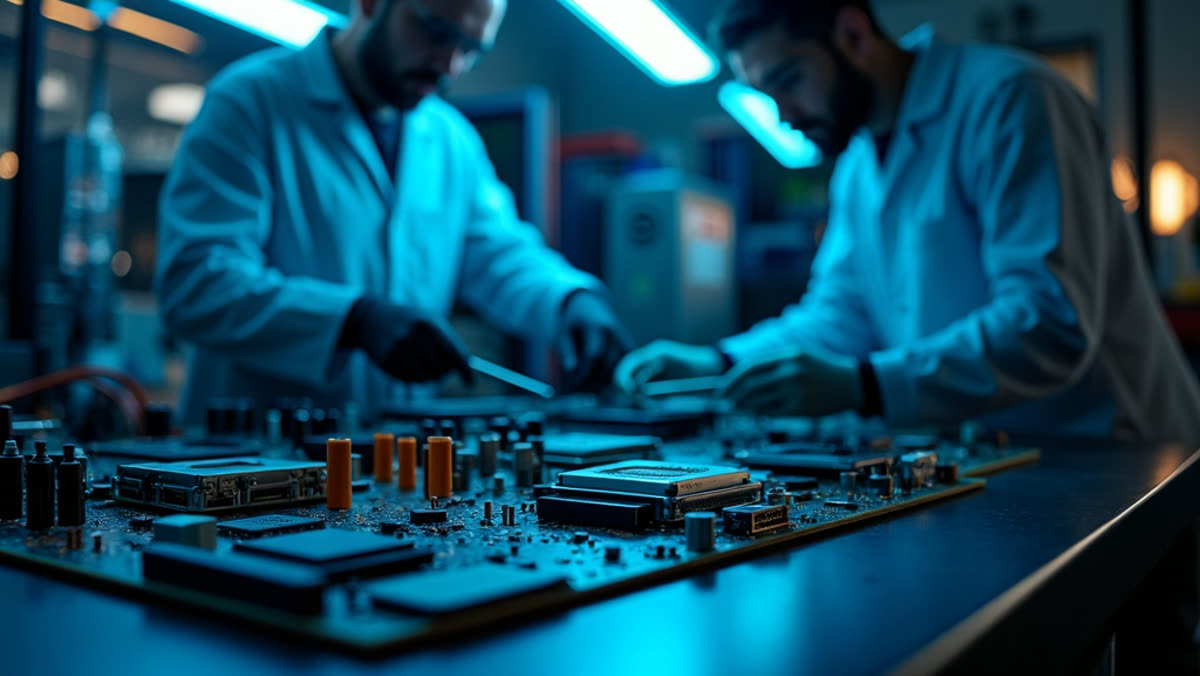 Laboratorio MobileCare con tecnici al lavoro su riparazioni computer